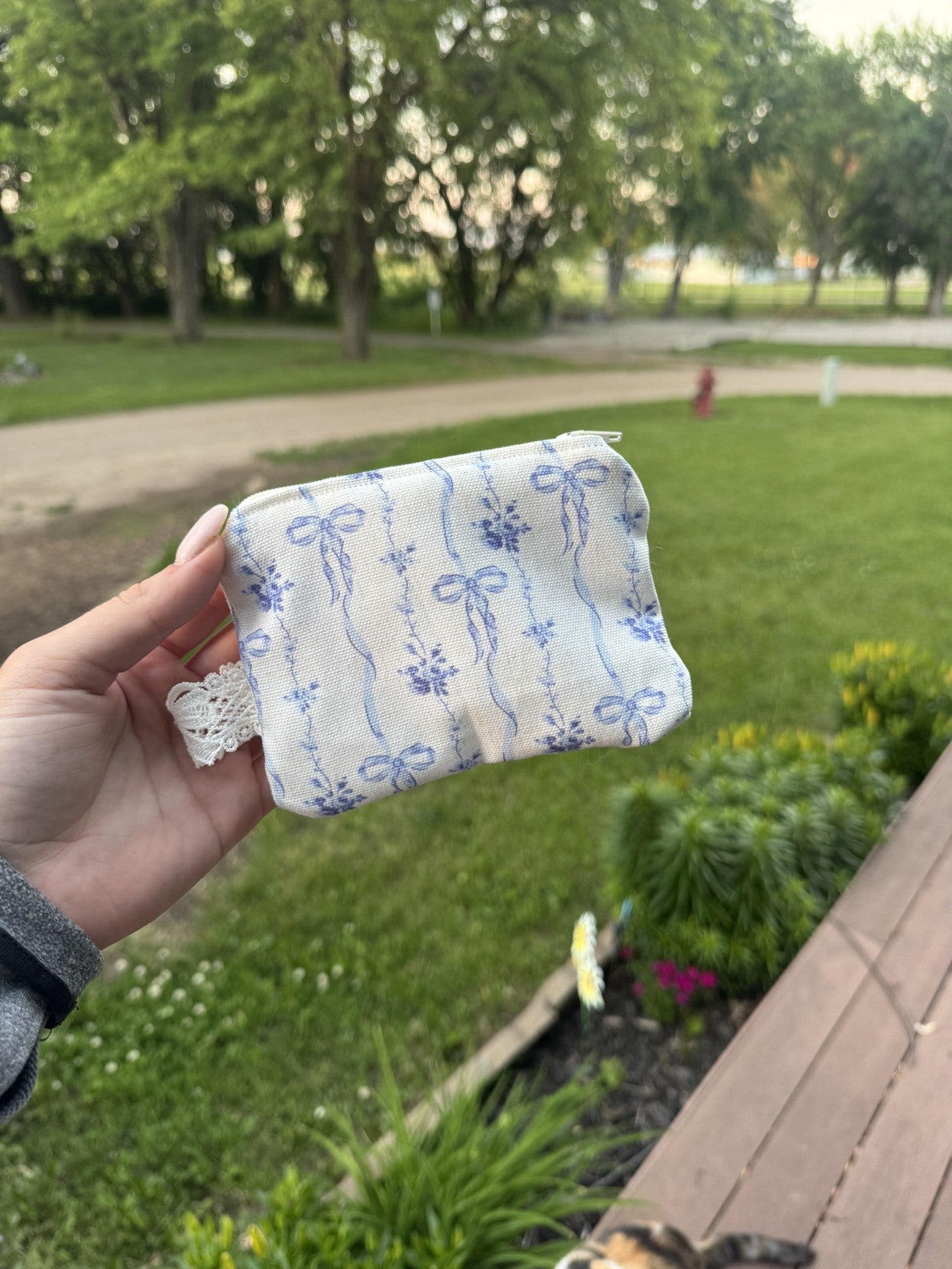 Bow Blue Keychain Bag